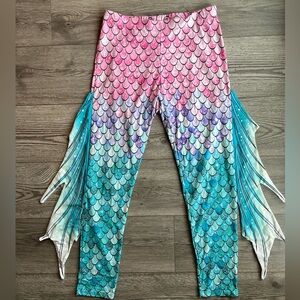 Women’s Sequins Fish Scale Leggings Mermaid Printed Pants with Tail Fins Size 6